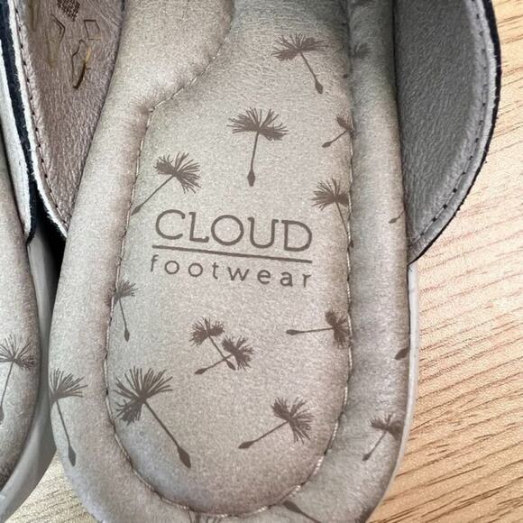 Cloud Footwear Sandal Womens EU 38 US 7.5 Black Leather Wedge Velvet - Picture 4 of 11